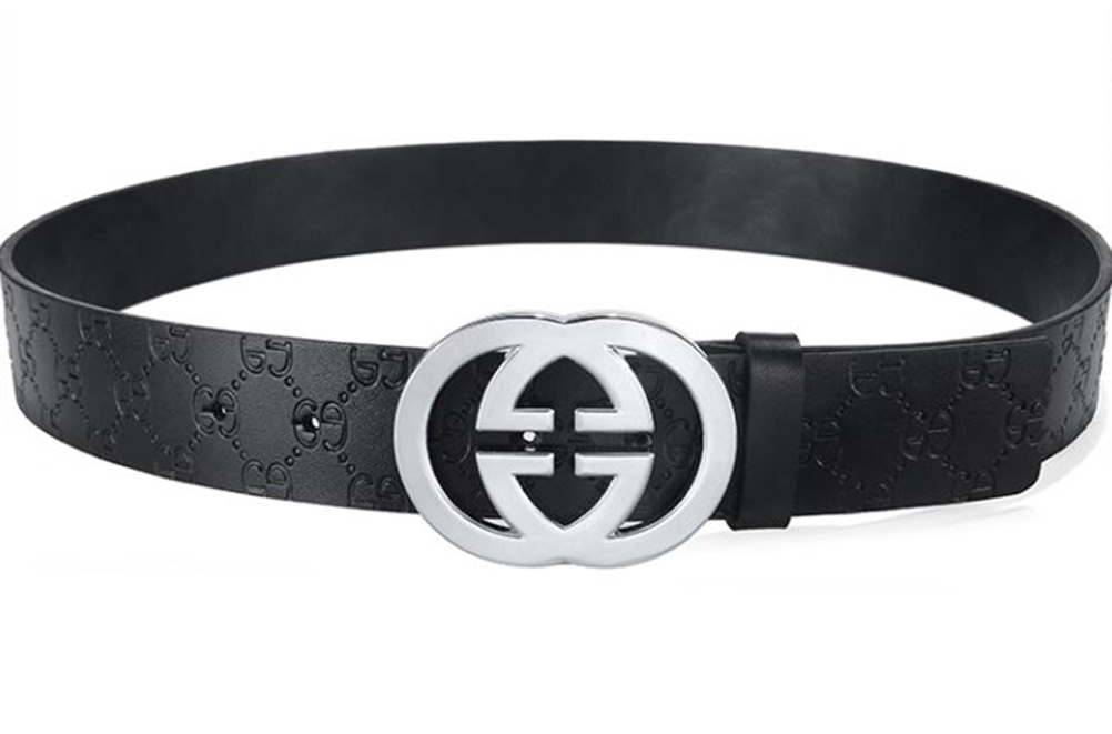 Black Gucci GG Silver Buckle Belt for Men zavael.com